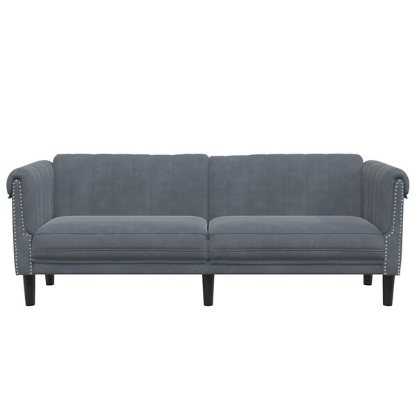 vidaXL Trivietė sofa, tamsiai pilkos spalvos, aksomas