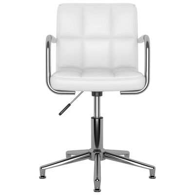 vidaXL Pasukamos valgomojo kėdės, 2vnt., baltos spalvos, dirbtinė oda