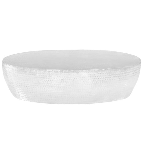 vidaXL Kavos staliukas, sidabrinės sp., 100x50x28cm, aliuminis, kaltas