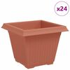 vidaXL Kvadratinis gėlių vazonas 24 vnt. Raudona plyta 38 x 38 x 30 cm