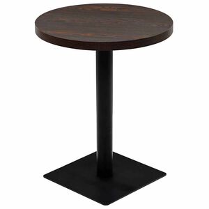vidaXL Bistro staliukas, MDF ir plienas, apval., 60x75cm, tams. uosis