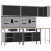 vidaXL Darbo spintos rinkinys su stalčių 10 pcs Juoda ir pilka