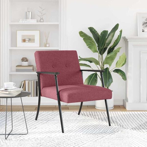 vidaXL krėslas Vyno raudona 59 x 75 x 78 cm audinys