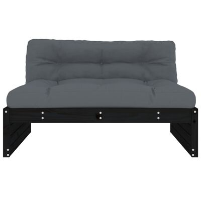 vidaXL Vidurinė sofos dalis, juoda, 120x80cm, pušies medienos masyvas