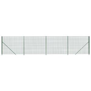 vidaXL Vielinė tinklinė tvora su flan&scaron;ais, žalios spalvos, 1,4x10m