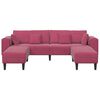 vidaXL Sofa su pagalve 3 pcs Vyno raudona Aksomas