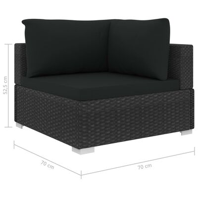 vidaXL Sodo baldų komplektas su pagalvėmis, 11 dalių, juodas, ratanas