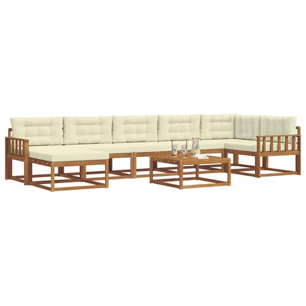 vidaXL Lauko sofos komplektas su pagalve 8 pcs Natūralus ir grietinėlė