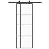 vidaXL Stumdomos durys su įrangos rinkiniu, juodas, 76x205 cm, ESG ir