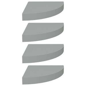 vidaXL Pakabinamos kampinės lentynos, 4vnt., pilkos, 25x25x3,8cm, MDF