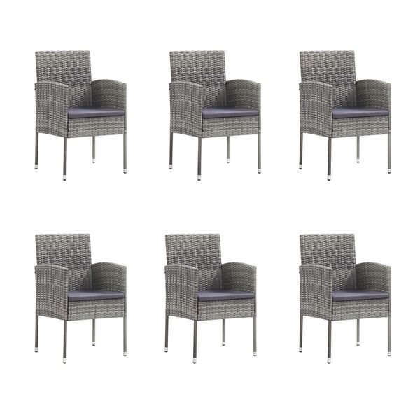 vidaXL Sodo valgomojo komplektas su pagalvėlėmis, 7 dalių, poliratanas