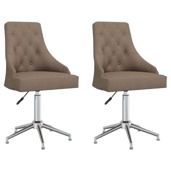 vidaXL Pasukamos valgomojo kėdės, 2vnt., taupe spalvos, audinys