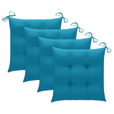 vidaXL Sodo kėdės su šviesiai mėlynomis pagalvėlėmis, 4vnt., tikmedis