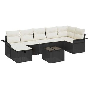 vidaXL Sodo Sofų Rinkinys 8 pcs Juoda ir kreminė poliratanas