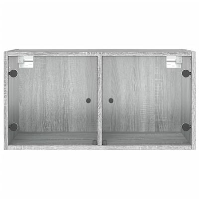 vidaXL Sieninė spintelė su stiklinėmis durelėmis, pilka, 68,5x37x35cm