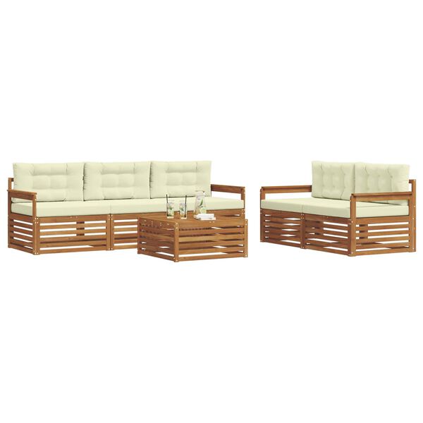 vidaXL Lauko sofos komplektas su pagalve 6 pcs Natūralus ir grietinėlė