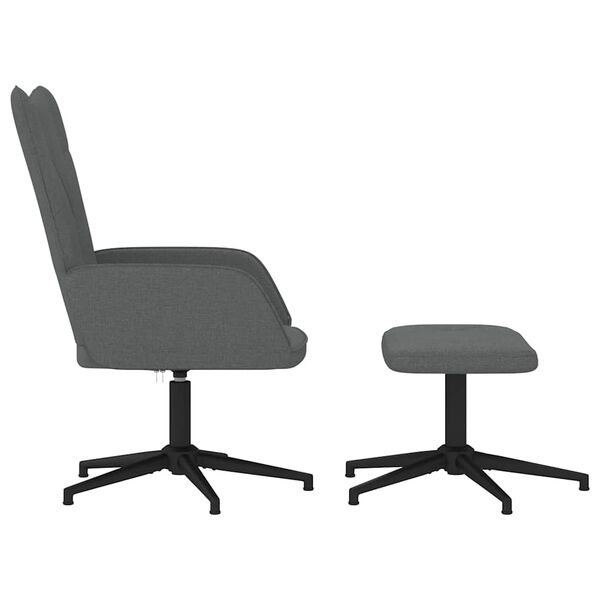 vidaXL Poilsio kėdė su pakoja, tamsiai pilkos spalvos, audinys