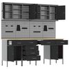 vidaXL Darbo spinta 10 pcs Juoda Inžinerinė mediena ir plienas