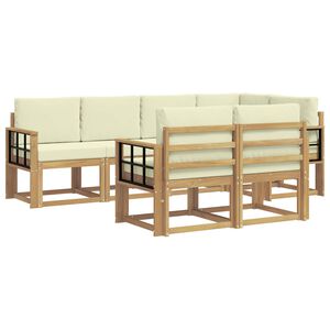 vidaXL Lauko sofos komplektas 7 pcs Balta ir kreminė Poliesteris
