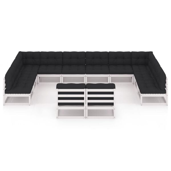 vidaXL Sodo komplektas su pagalvėlėmis, 12 dalių, pu&scaron;ies masyvas