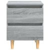 vidaXL Naktinė spintelė su medinėmis kojomis, pilka ąžuolo, 40x35x50cm
