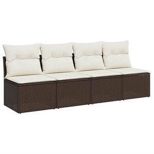 vidaXL Keturvietė sodo sofa su pagalvėlėmis, ruda, poliratanas