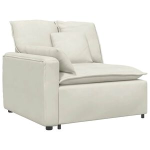 vidaXL Modulinė sofa su porankiu ir pagalvėlėmis, kreminės spalvos, 100 cm