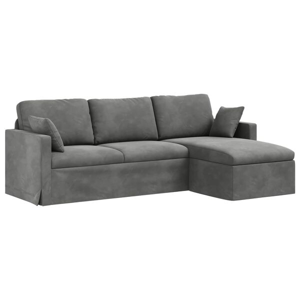 vidaXL Sofa Tamsiai pilka 198 x 134 x 80 cm Aksomas