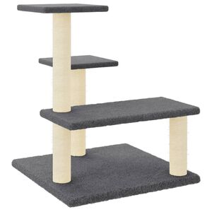 vidaXL Draskyklė katėms su stovais i&scaron; sizalio, tamsiai pilka, 61cm