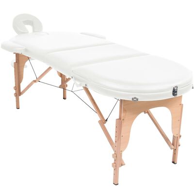 vidaXL Sulankstomas masažo stalas, baltas, 4cm storio, su 2 atramomis