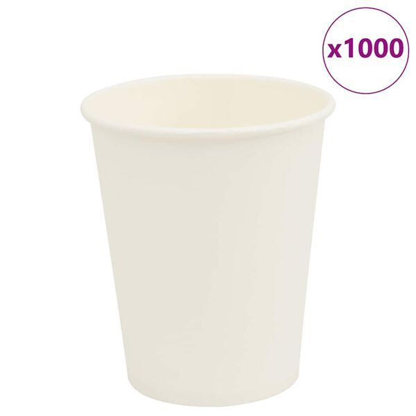 vidaXL Popieriniai kavos puodeliai 1000 vnt 8oz 200ml Baltas