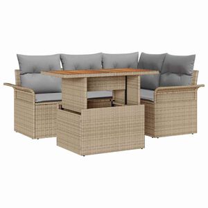 vidaXL Sodo Sofų Rinkinys 5 pcs smėlio ir &scaron;viesiai pilkos spalvos