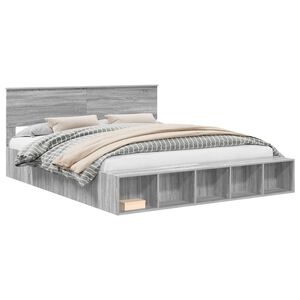 vidaXL Lovos rėmas Pilkas Sonoma 200 x 200 cm Apdirbta mediena
