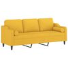 vidaXL Trivietė sofa su pagalvėmis, &scaron;viesiai geltona, 210cm, audinys