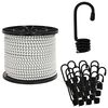 vidaXL Bungee virvės su kabliukais 10 mm Juoda ir Balta PP ir guma