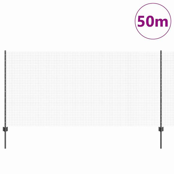 vidaXL Tvora su stulpais Pilka 1,2 x 50 m Plienas ir PVC