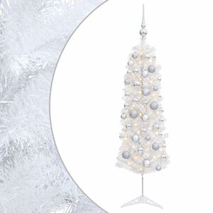 vidaXL Dirbtinė siaura kalėdinė eglutė su žaisliuku 120 cm 150 LED
