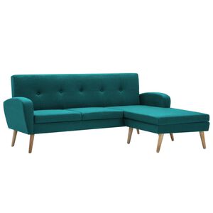 vidaXL L-formos sofa, žalia, 186x136x79 cm, audinio apmušalas