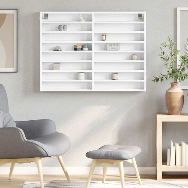 vidaXL Vitrininė spintelė, balta, 100x8,5x75cm, apdirbta mediena