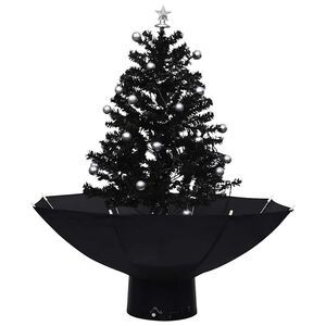 vidaXL Eglutė su sniego funkcija ir skėčio pagrindu, juoda, 75cm, PVC
