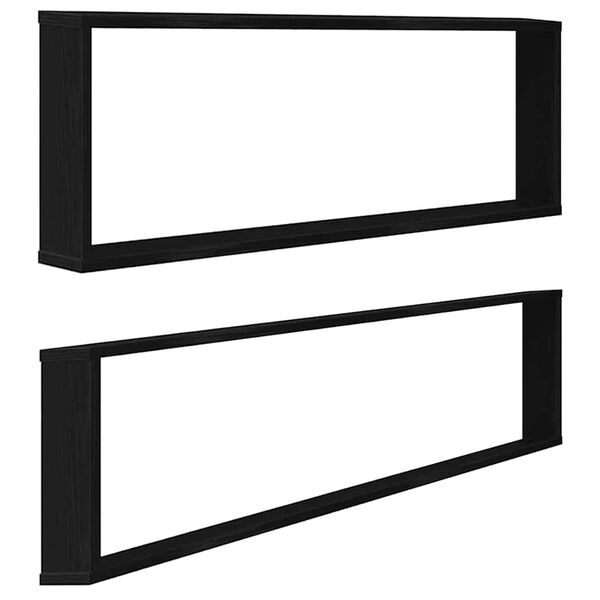 vidaXL sieninės kubo lentynos 2 vnt juodas ąžuolas 100x15x30 cm