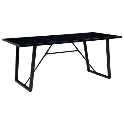 vidaXL Valgomojo stalas, juodas, 180x90x75cm, grūdintas stiklas