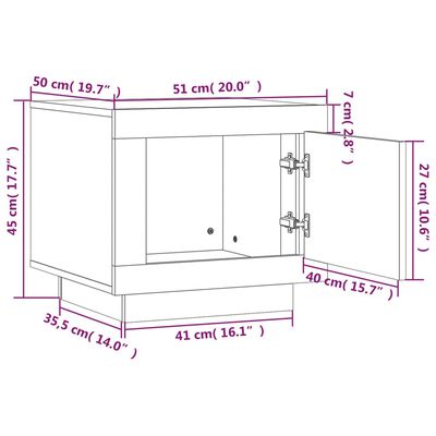 vidaXL Kavos staliukas, baltas, 51x50x45cm, apdirbta mediena
