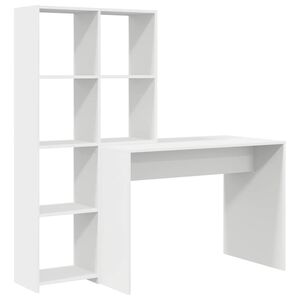 vidaXL Stalas su lentyna Balta 138,5 x 55 x 143 cm Apdirbta mediena