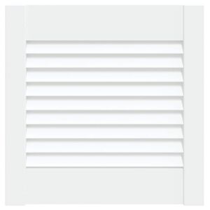 vidaXL Spintelės durelės, baltos, 39,5x39,4cm, pu&scaron;is, žaliuzių dizaino