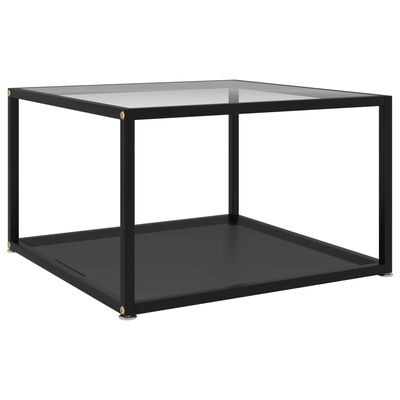 vidaXL Kavos staliukas, skaidrus ir juodas, 60x60x35cm, stiklas