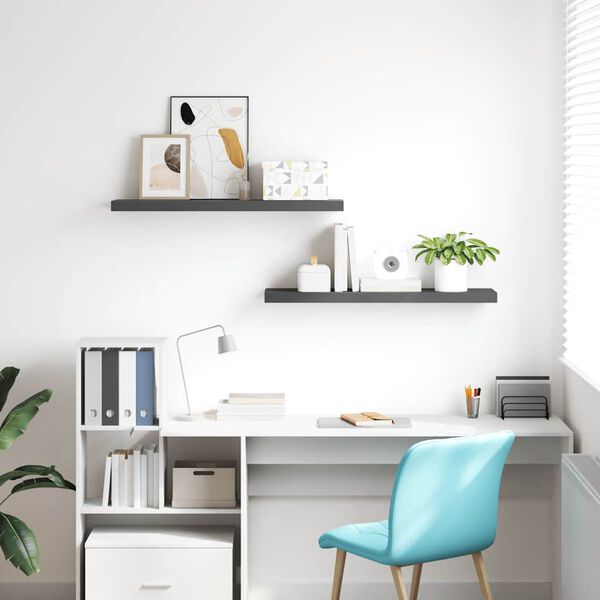 vidaXL Pakabinamos lentynos, 2vnt., pilkos, 90x23,5x3,8cm, MDF