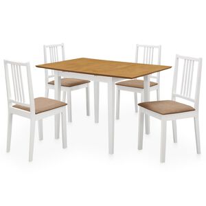 vidaXL Valgomojo baldų komplektas, 5d., baltos sp., MDF