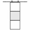 vidaXL Stumdomos durys su įrangos rinkiniu, juodas, 76x205 cm
