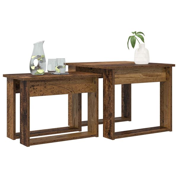 vidaXL Kavos staliuko komplektas 2 pcs Senas medis Apdirbta mediena